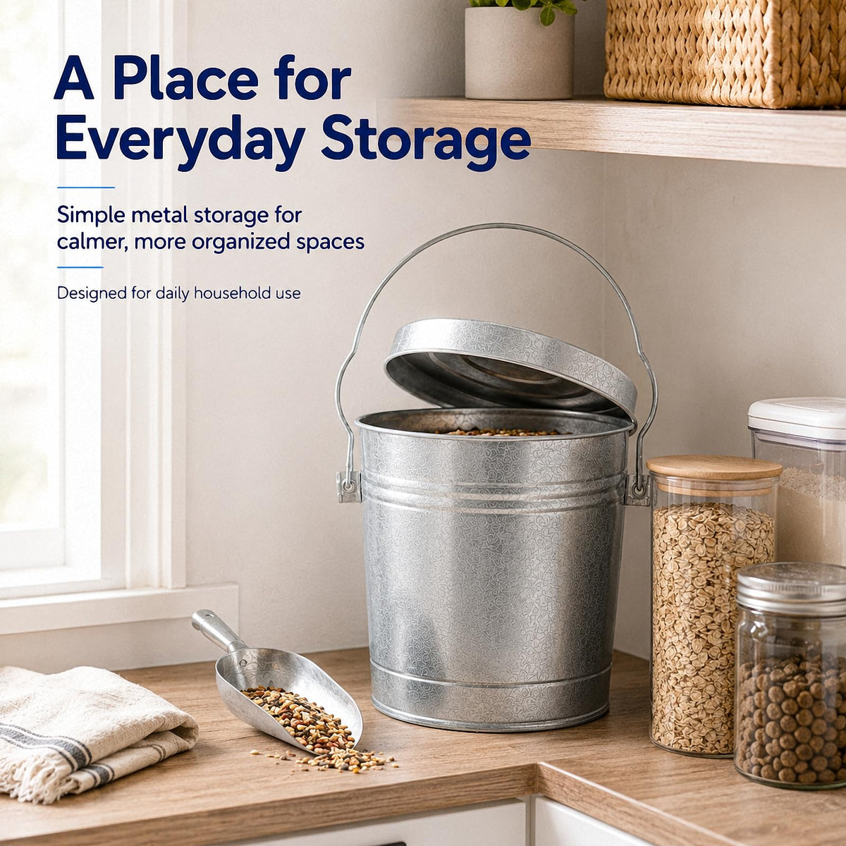 6 Gallon Galvanized Steel Storage Can with Locking Lid T597716