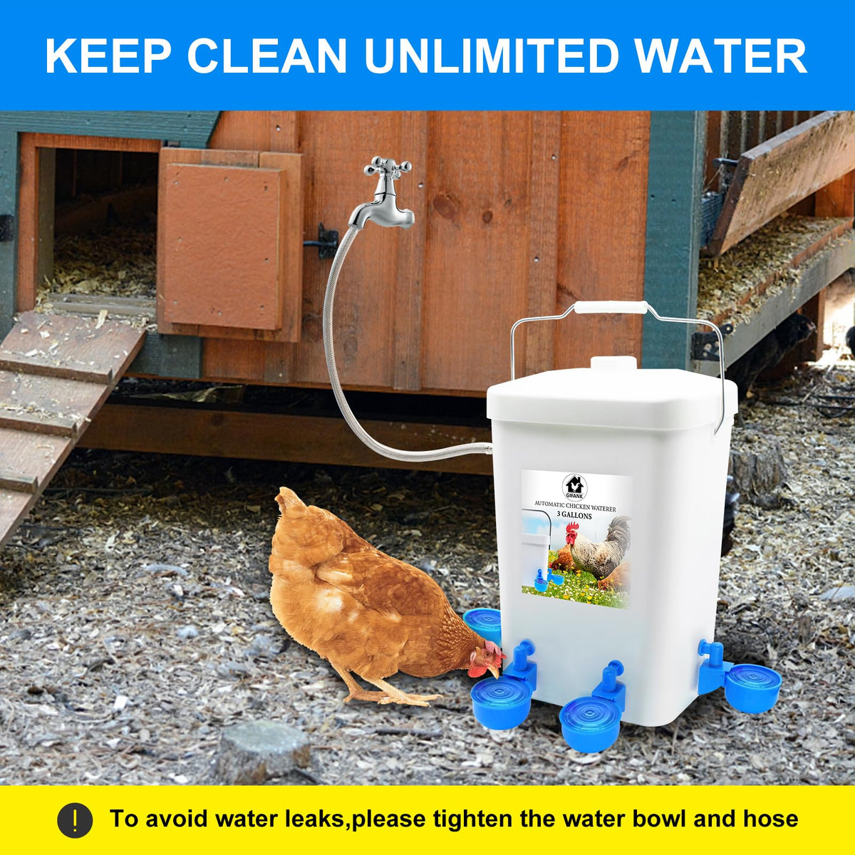 3 Gallons Automatic Poultry Waterer with Hose Attachment R885