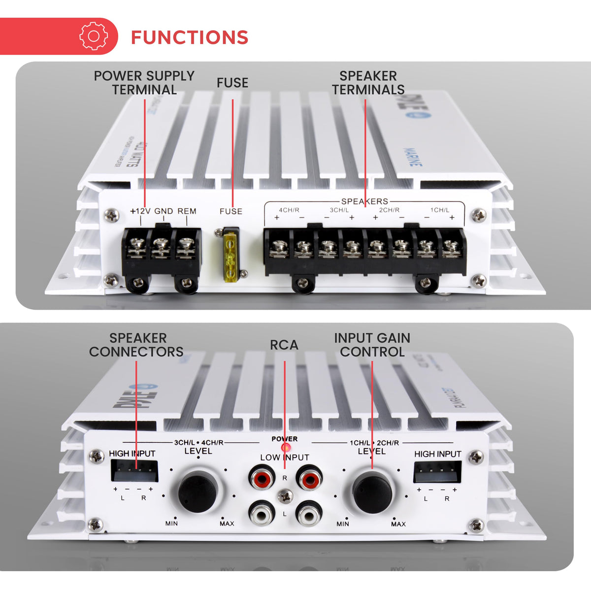 Waterproof 4 Channel 400W Bluetooth Marine Amplifier Q52859