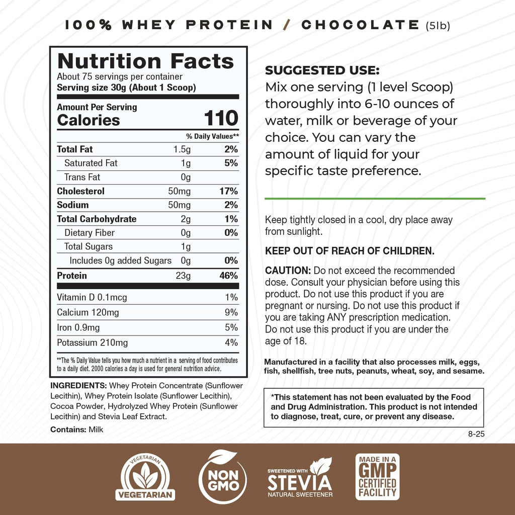 Grass Fed Whey Protein Powder Blend, Chocolate (5lb) J597