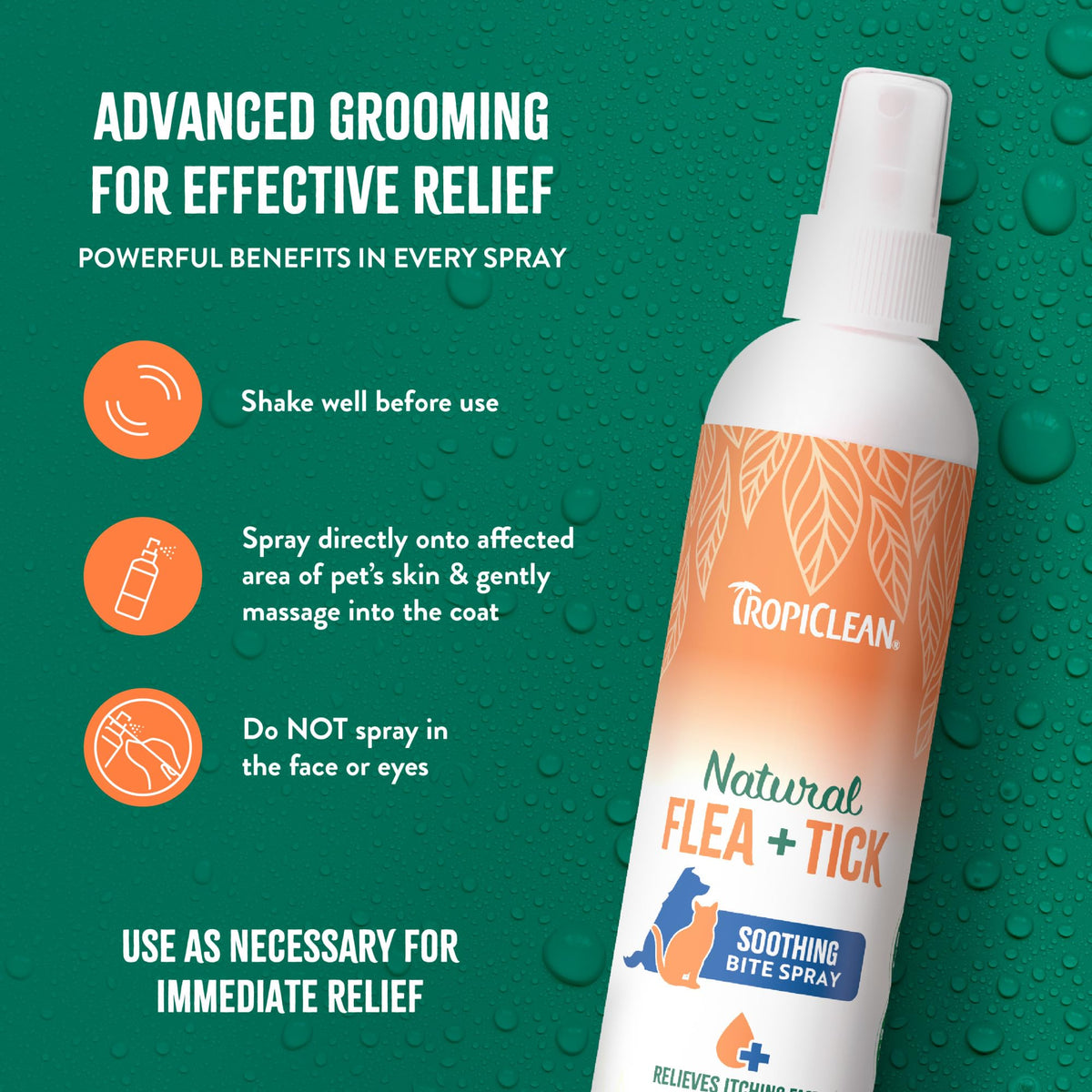 Flea and Tick Bite Relief Treatment Spray for Dogs & Cats, 8oz Y1591