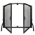 35"x27" Arched Black Fireplace Screen with Magnetic Double Doors N8828