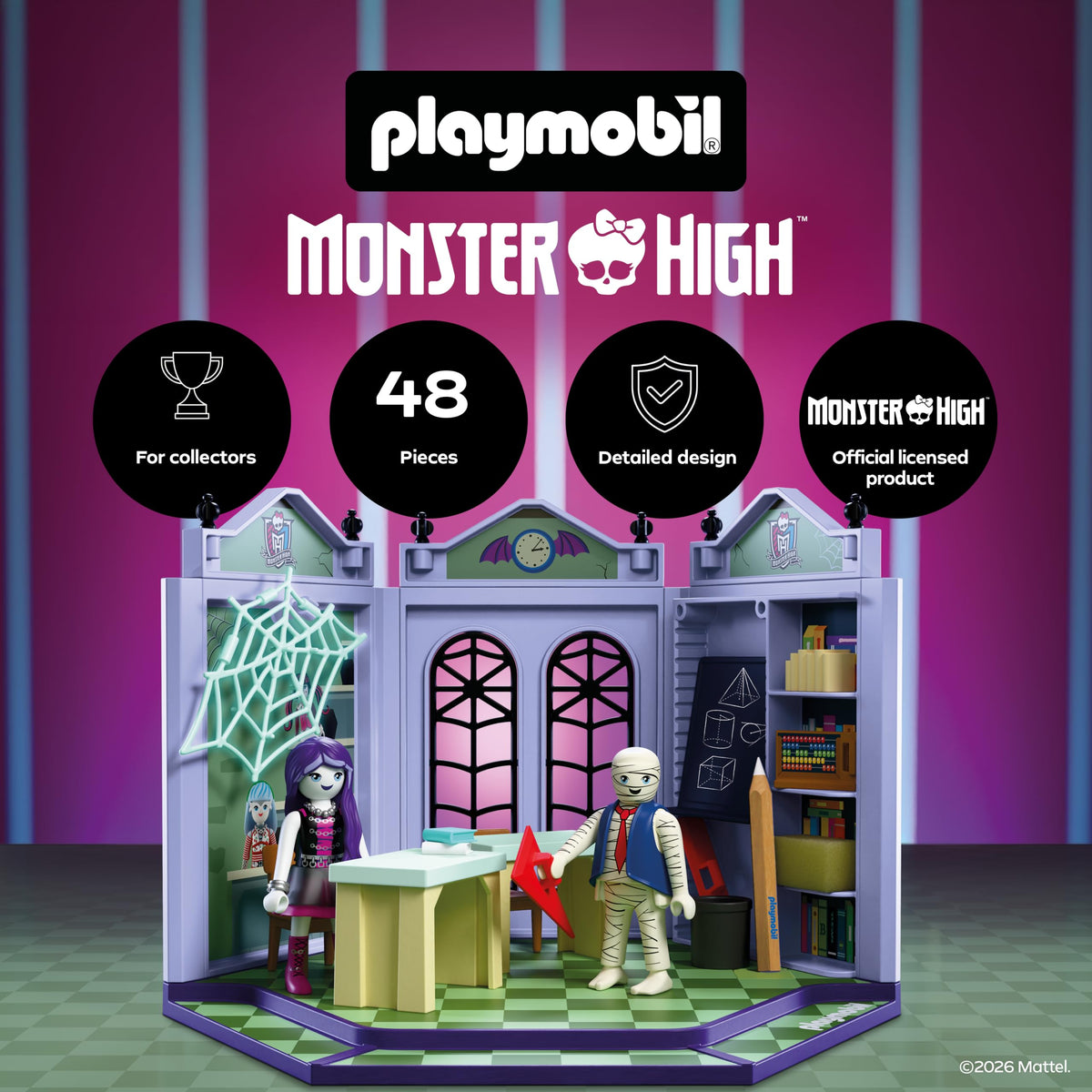 Monster High Classroom Playset with Blackboard & Glow‑in‑the‑Dark Spider Web A126440