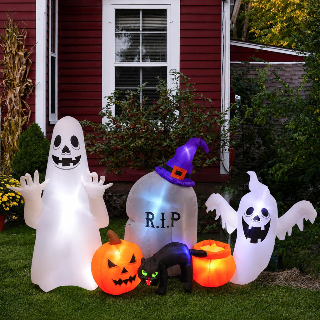 8FT Inflatable Ghost Cat Pumpkin R73094