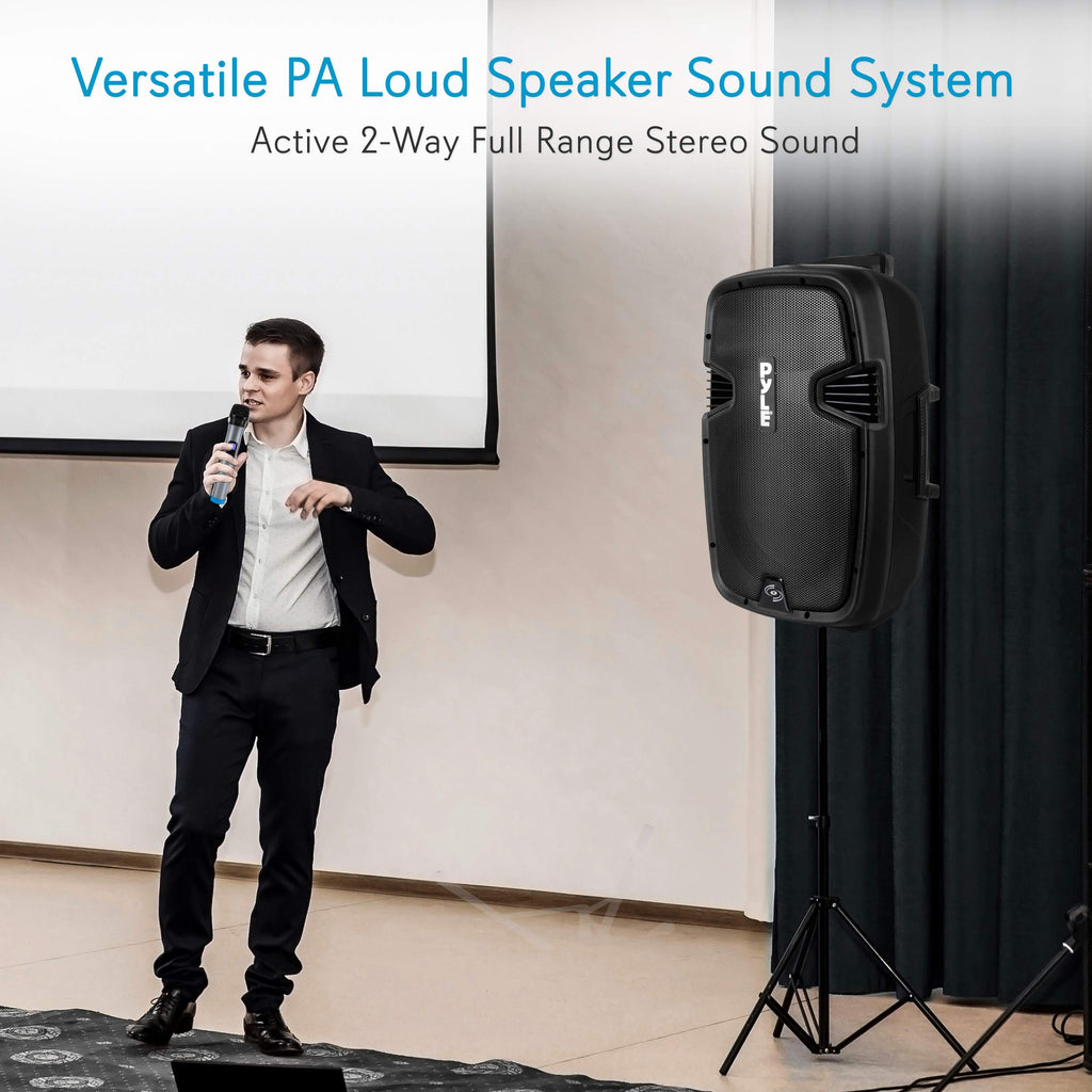 15-inch Portable PA Speaker System with 2 UHF Microphone H6953