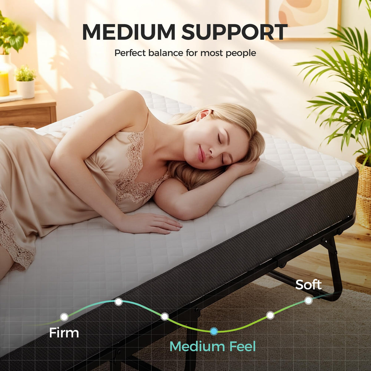 Folding Bed with Memory Foam Mattress Twin Size Metal Frame B32155
