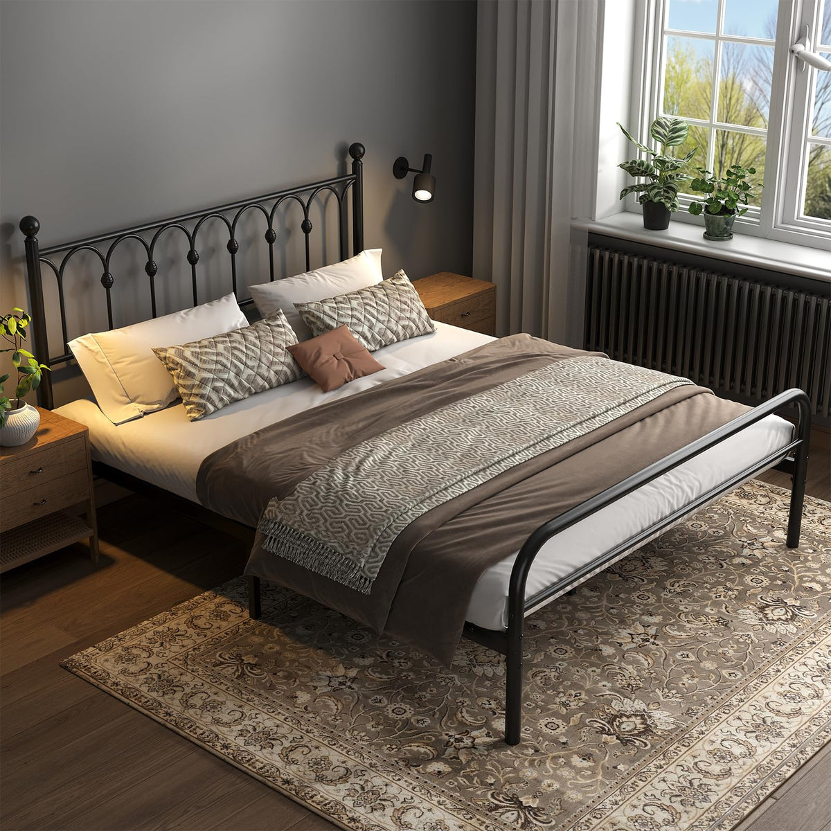 Queen Metal Bed Frame with Headboard T9260