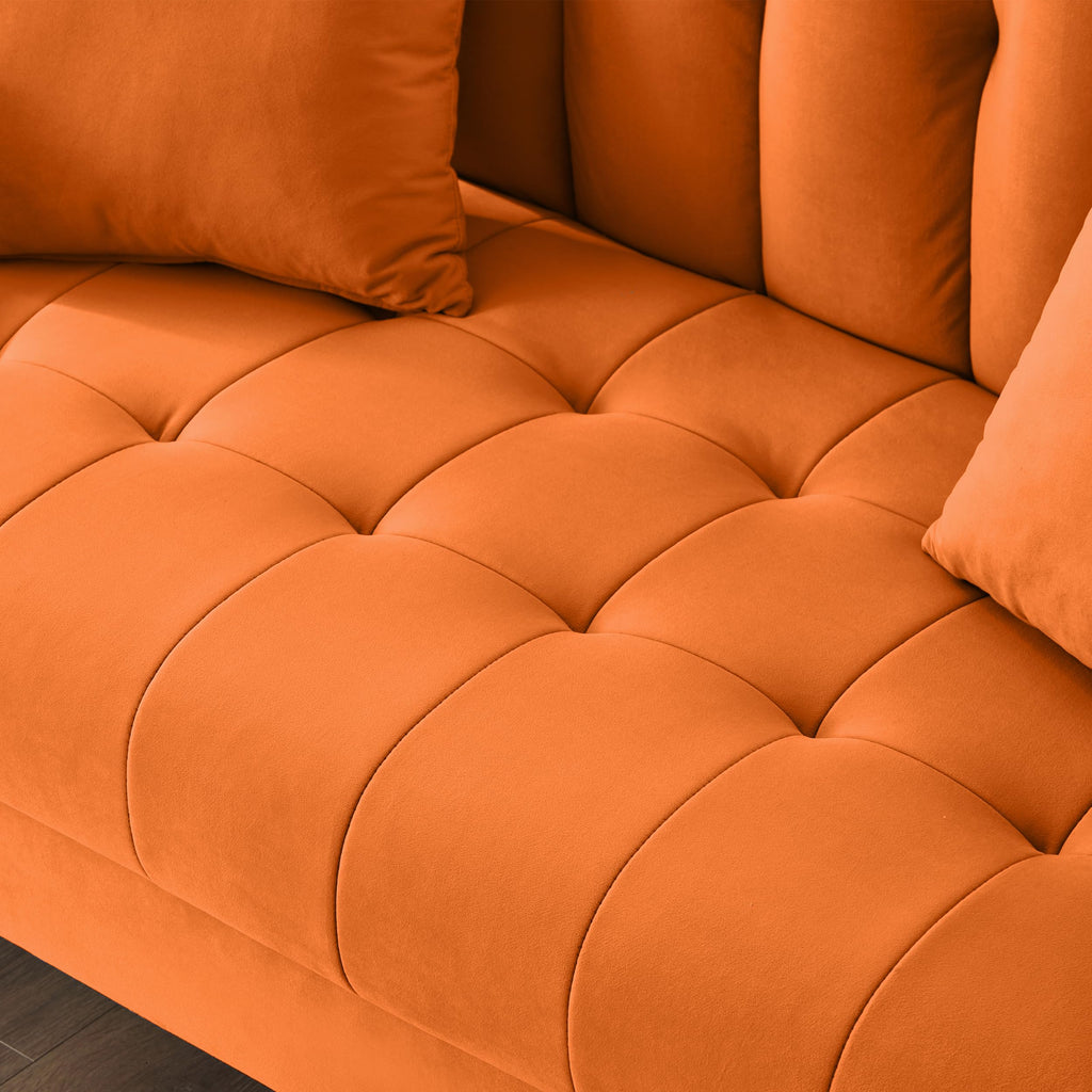 Orange Velvet Tufted Loveseat Sofa K7180