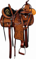 Hand Tooled Western Trail Saddle Set Premium Leather 10-18" S18869