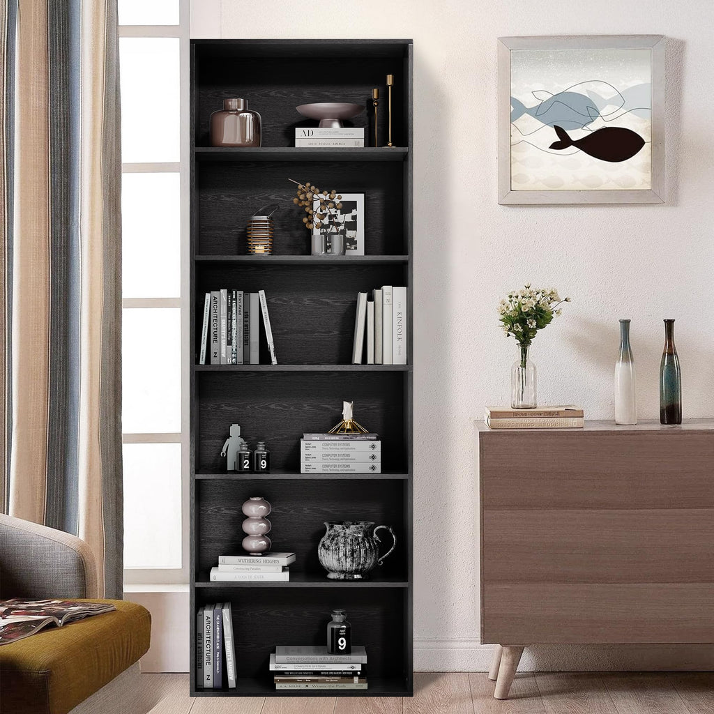 71" Tall 6-Tier Black Bookshelf N948780