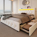 White Full Size Storage Bed with 4 Drawers and Adjustable Headboard O92679