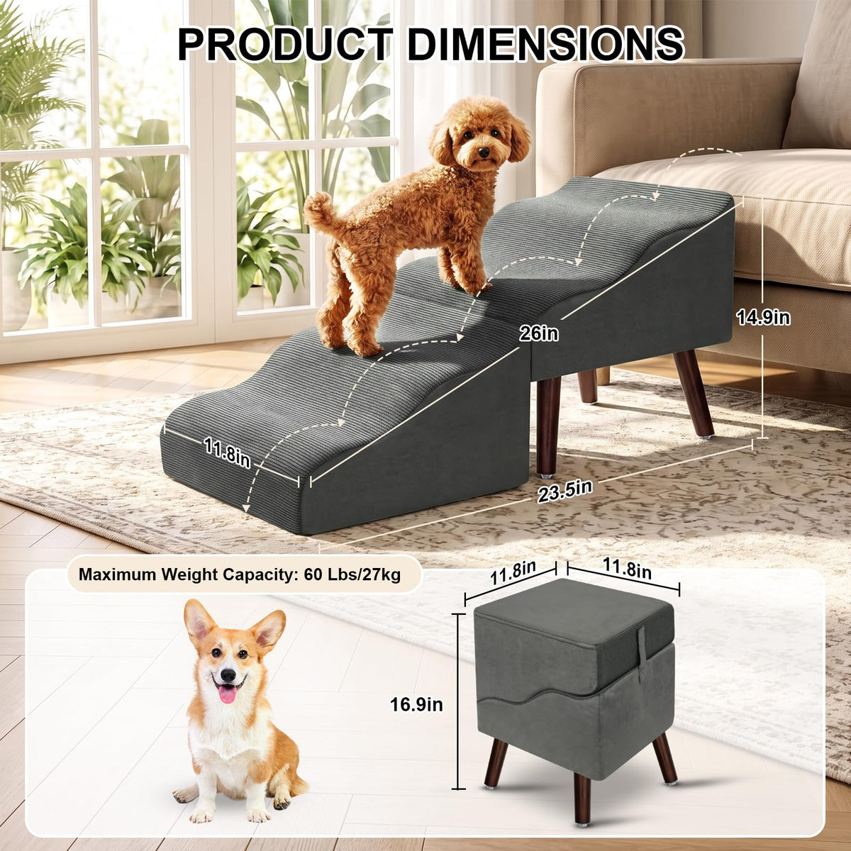 Foldable Pet Steps & Ottoman X43227