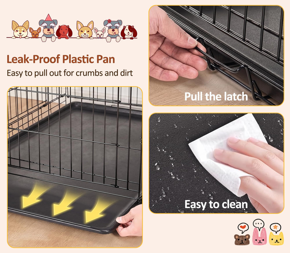 Portable Single Door Dog Crate with Removable Tray O484