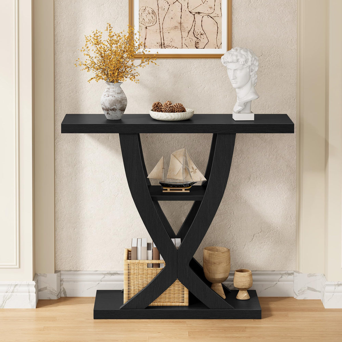 31.5" 3 Tier Black Console Table Q316744