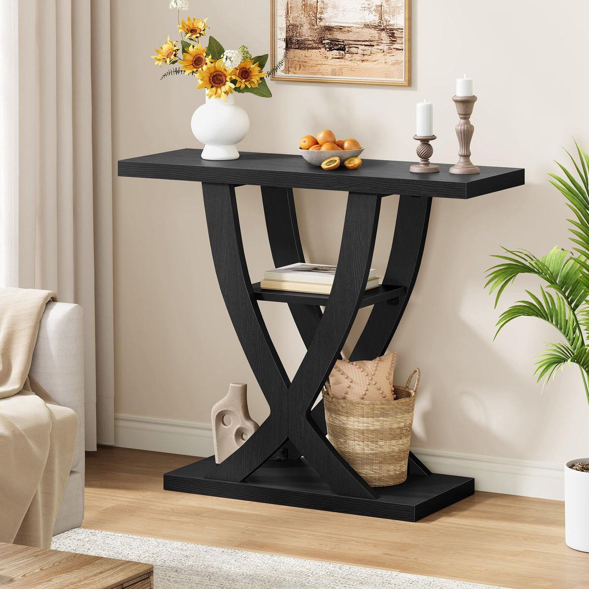 31.5" 3 Tier Black Console Table Q316744