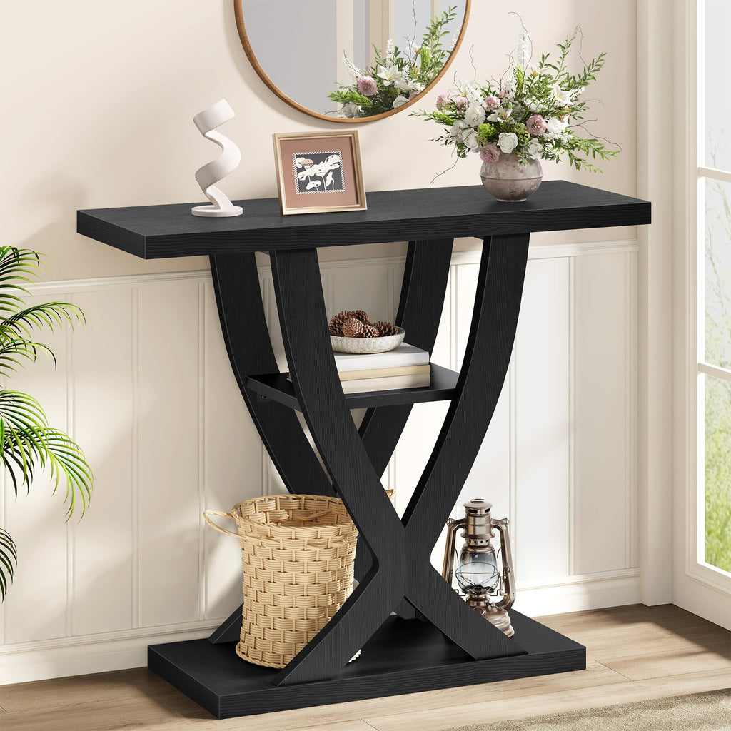 31.5" 3 Tier Black Console Table Q316744