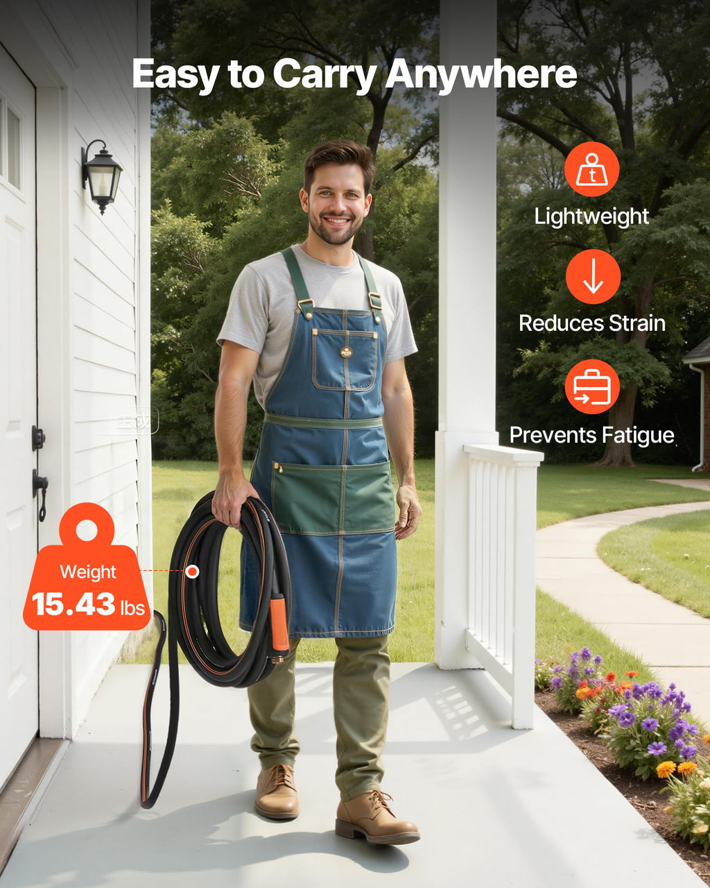 100 ft 5/8" Heavy Duty 4-Layer Rubber Garden Hose G8251