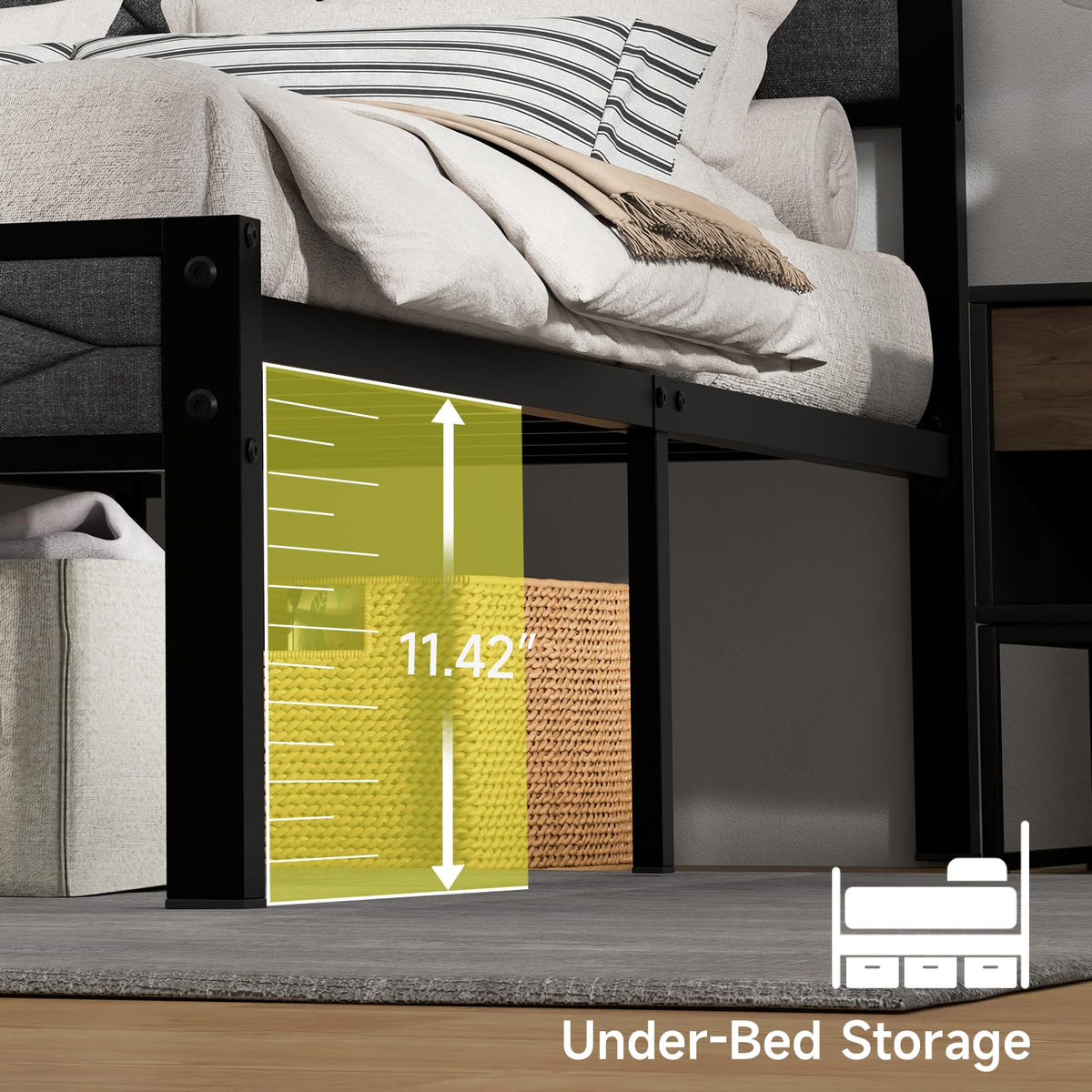Full Size Upholstered Bed Frame Grey V75608