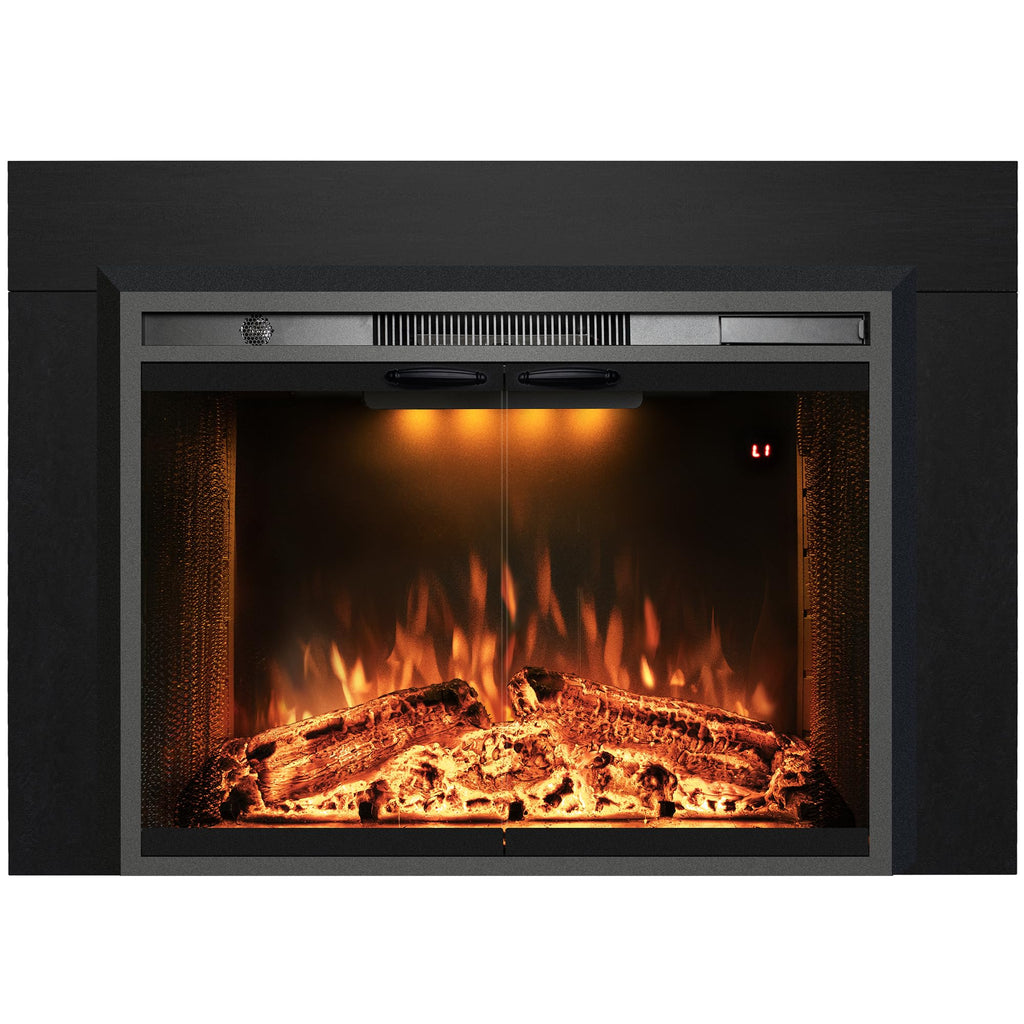 Black Electric Fireplace Insert with Metal Trim Kit, 45" W x 32" H E6147