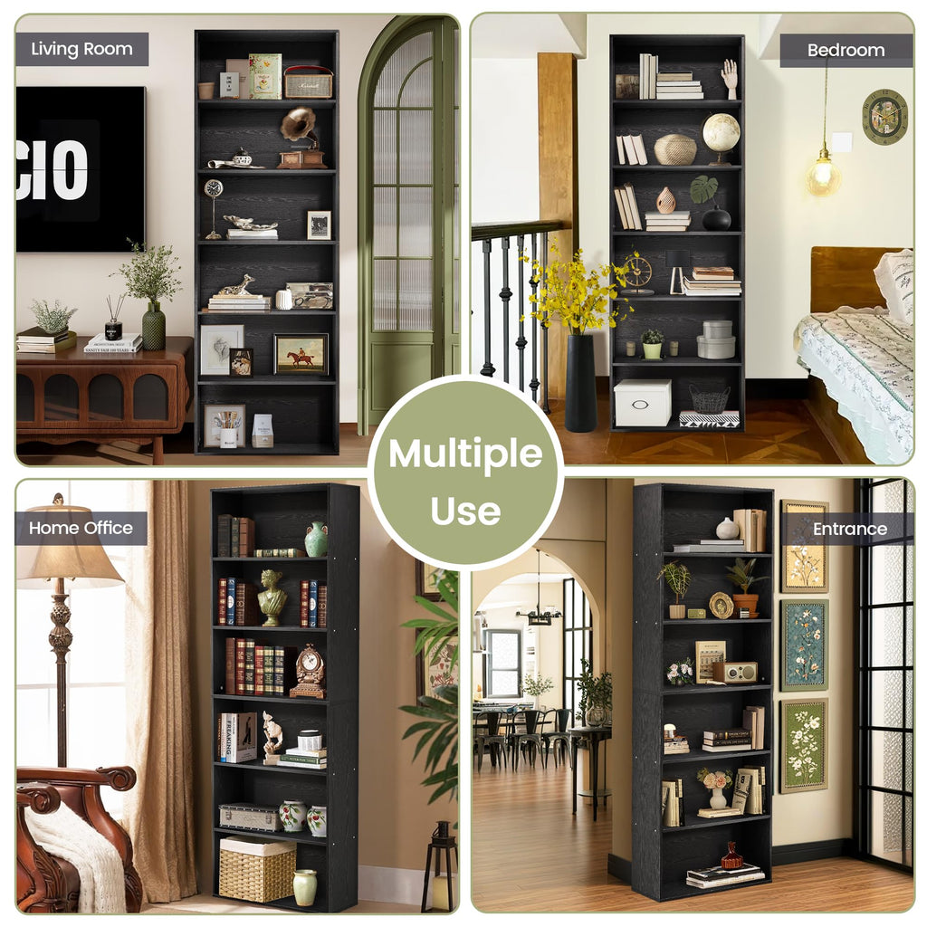 71" Tall 6-Tier Black Bookshelf N948780