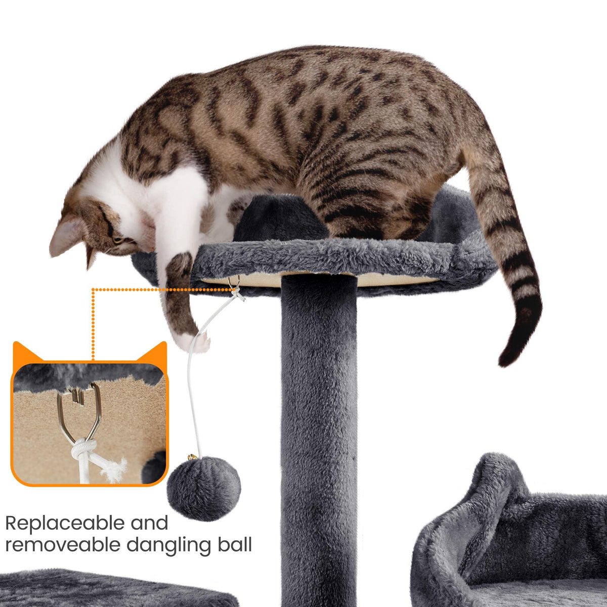 72in Dark Gray Cat Tree Tower with 2 Condos & 3 Perches K78895