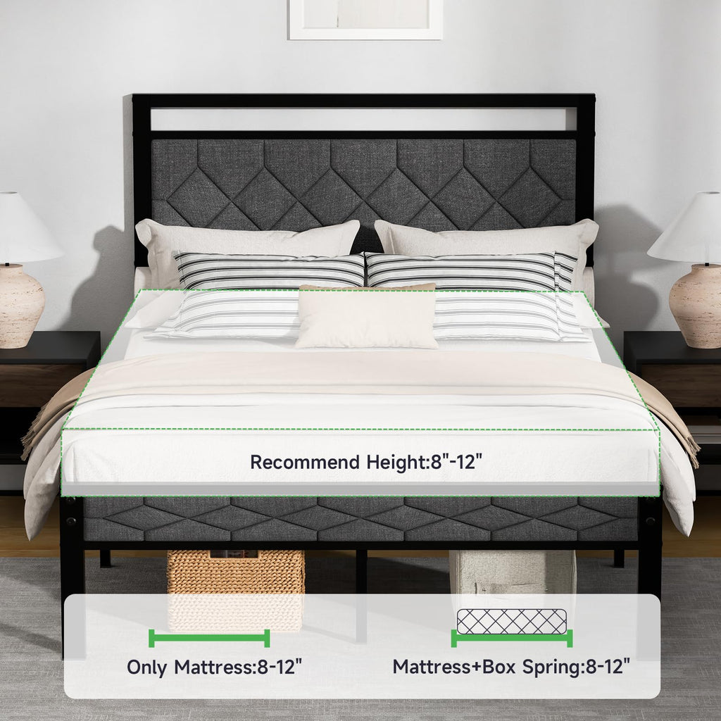 Full Size Upholstered Bed Frame Grey V75608