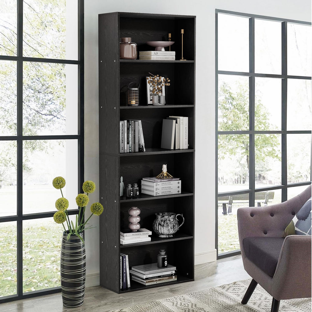 71" Tall 6-Tier Black Bookshelf N948780