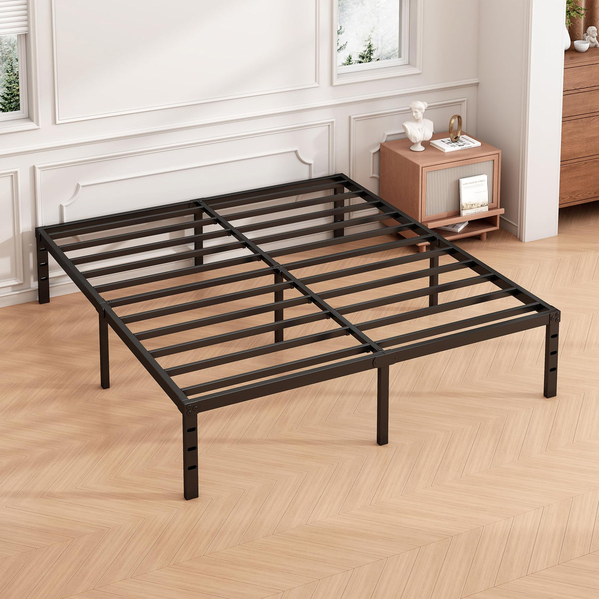 18 Inch Full Bed Frame with Under Bed Storage, Black J587570