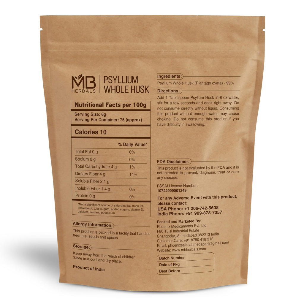 Psyllium Husk Whole 1 lb Gluten-Free Vegan Non-GMO Q308