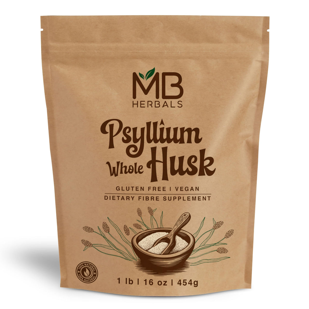 Psyllium Husk Whole 1 lb Gluten-Free Vegan Non-GMO Q308
