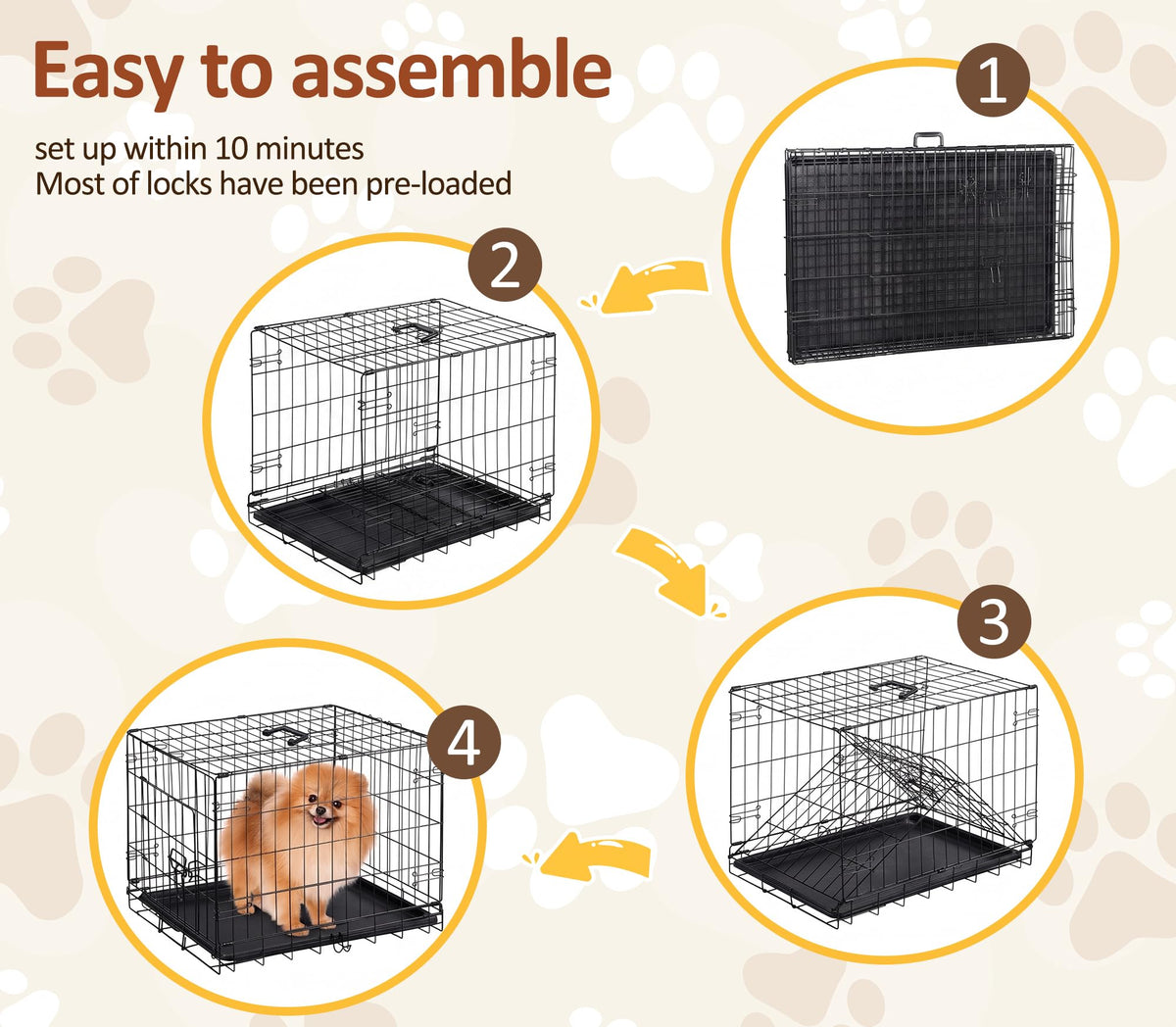 Portable Single Door Dog Crate with Removable Tray O484