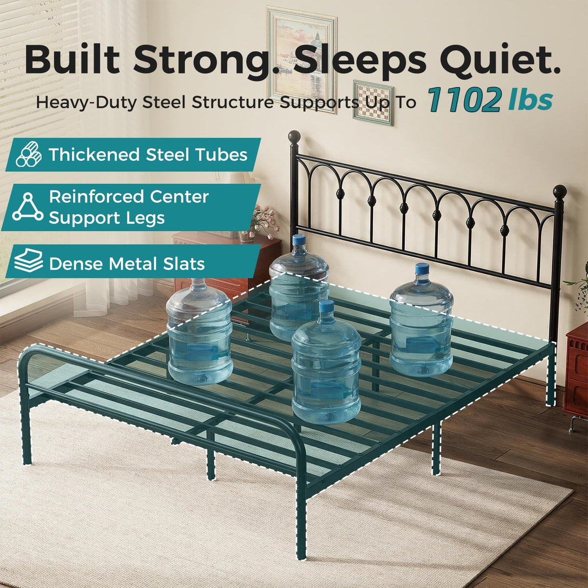 Queen Metal Bed Frame with Headboard T9260