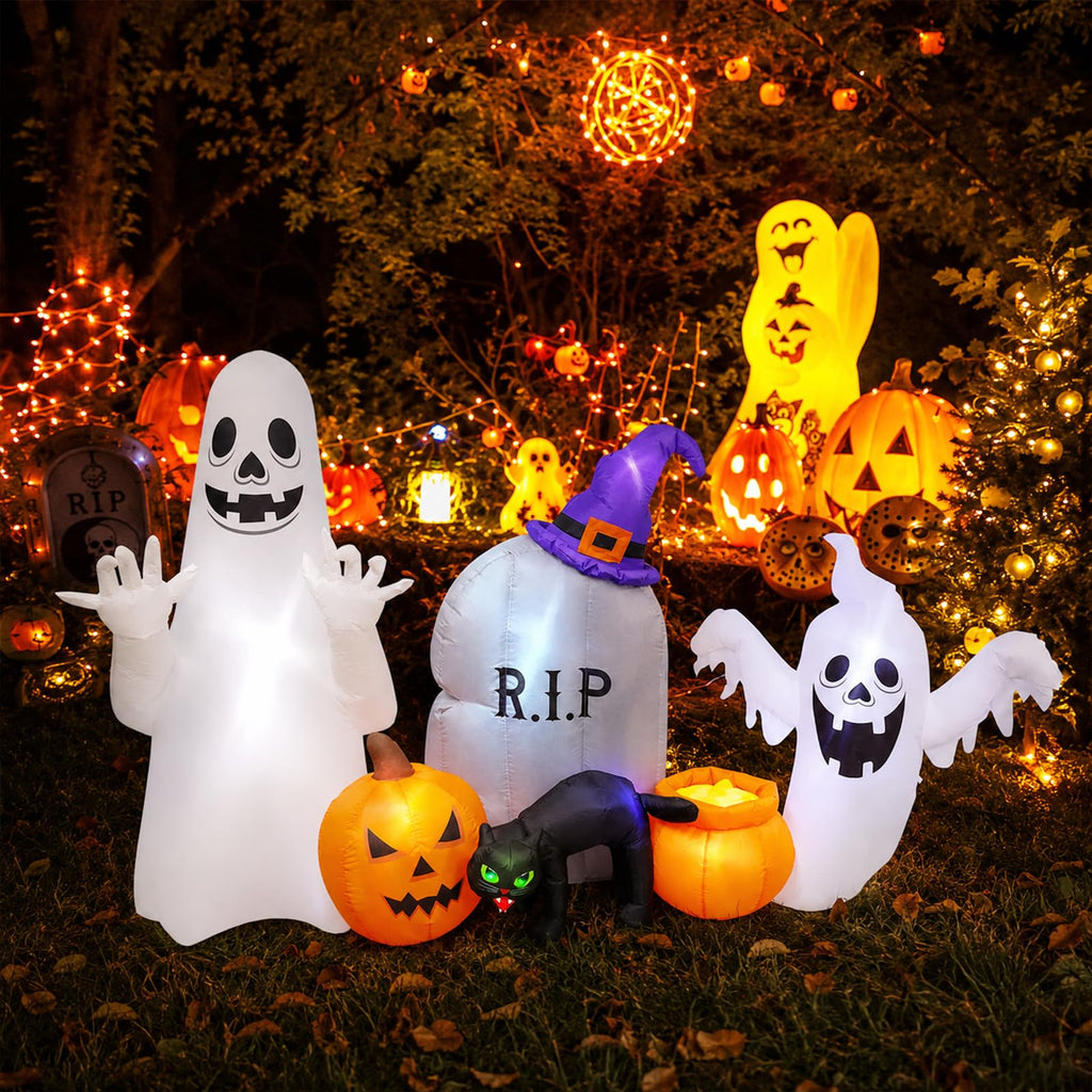 8FT Inflatable Ghost Cat Pumpkin R73094
