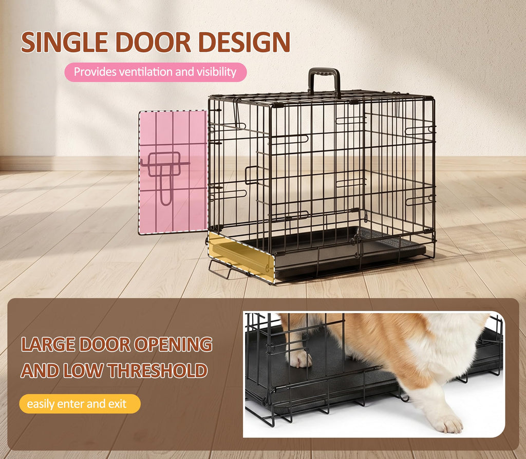 Portable Single Door Dog Crate with Removable Tray O484