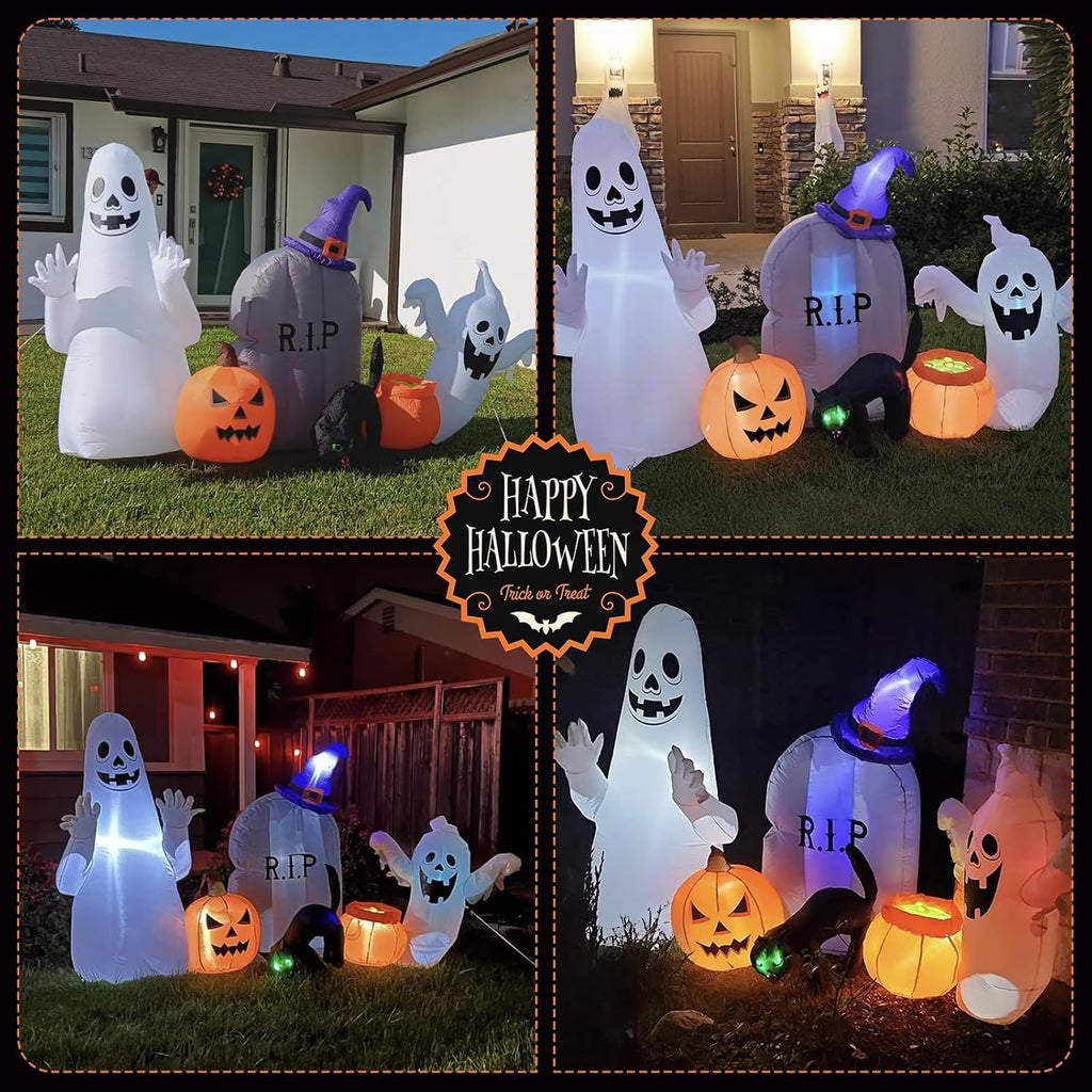 8FT Inflatable Ghost Cat Pumpkin R73094