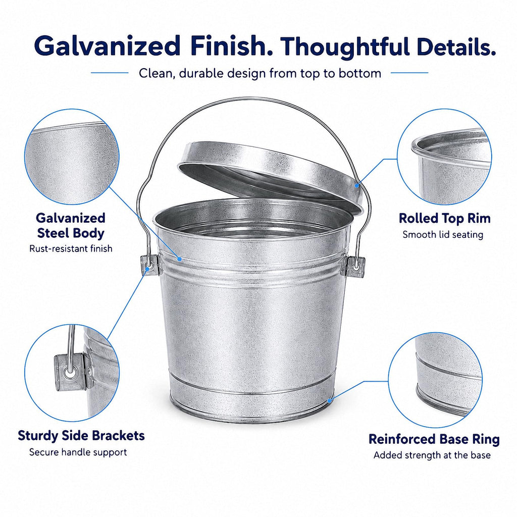 6 Gallon Galvanized Steel Storage Can with Locking Lid T597716