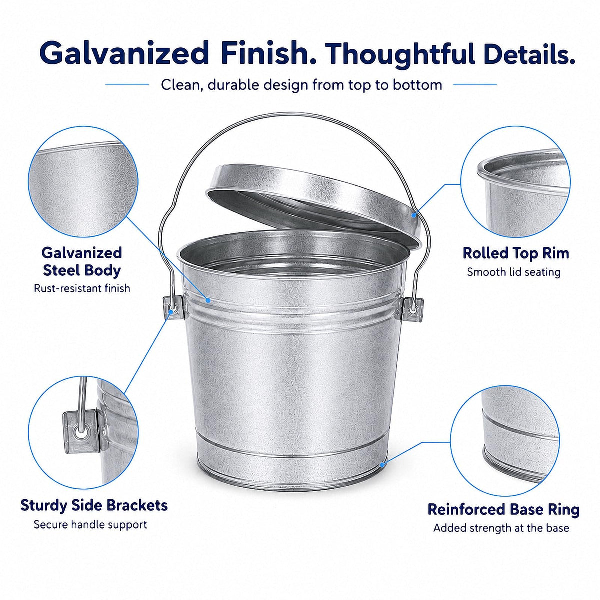 6 Gallon Galvanized Steel Storage Can with Locking Lid T597716