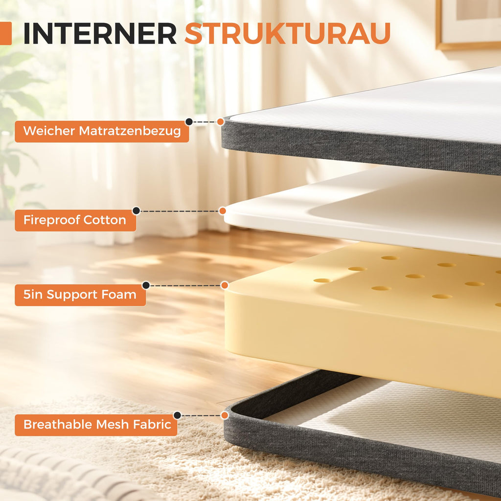 Folding Bed with Memory Foam Mattress Twin Size Metal Frame B32155