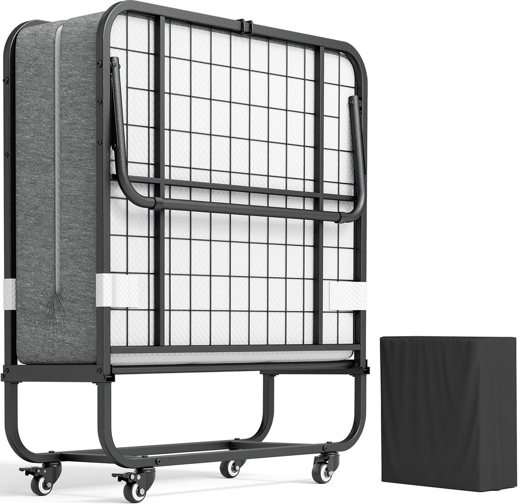 Folding Bed with Memory Foam Mattress Twin Size Metal Frame B32155
