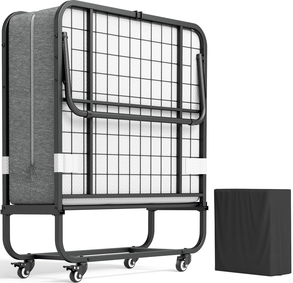 Folding Bed with Memory Foam Mattress Twin Size Metal Frame B32155
