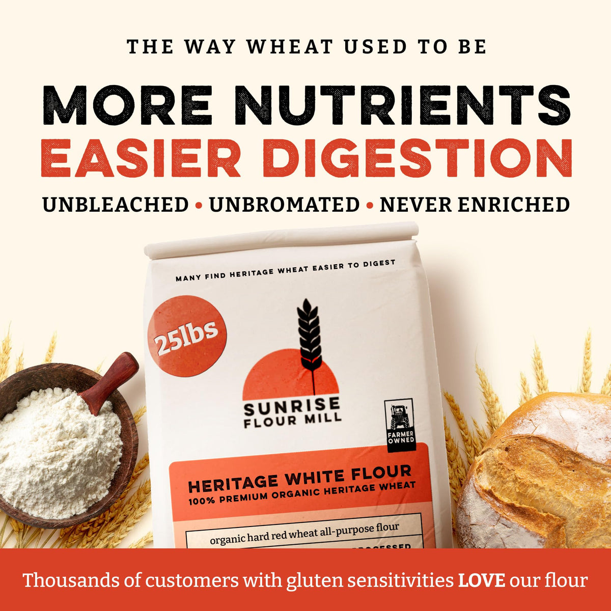 Organic White All Purpose Flour Unbleached Non-GMO Kosher 400 Ounce J6587
