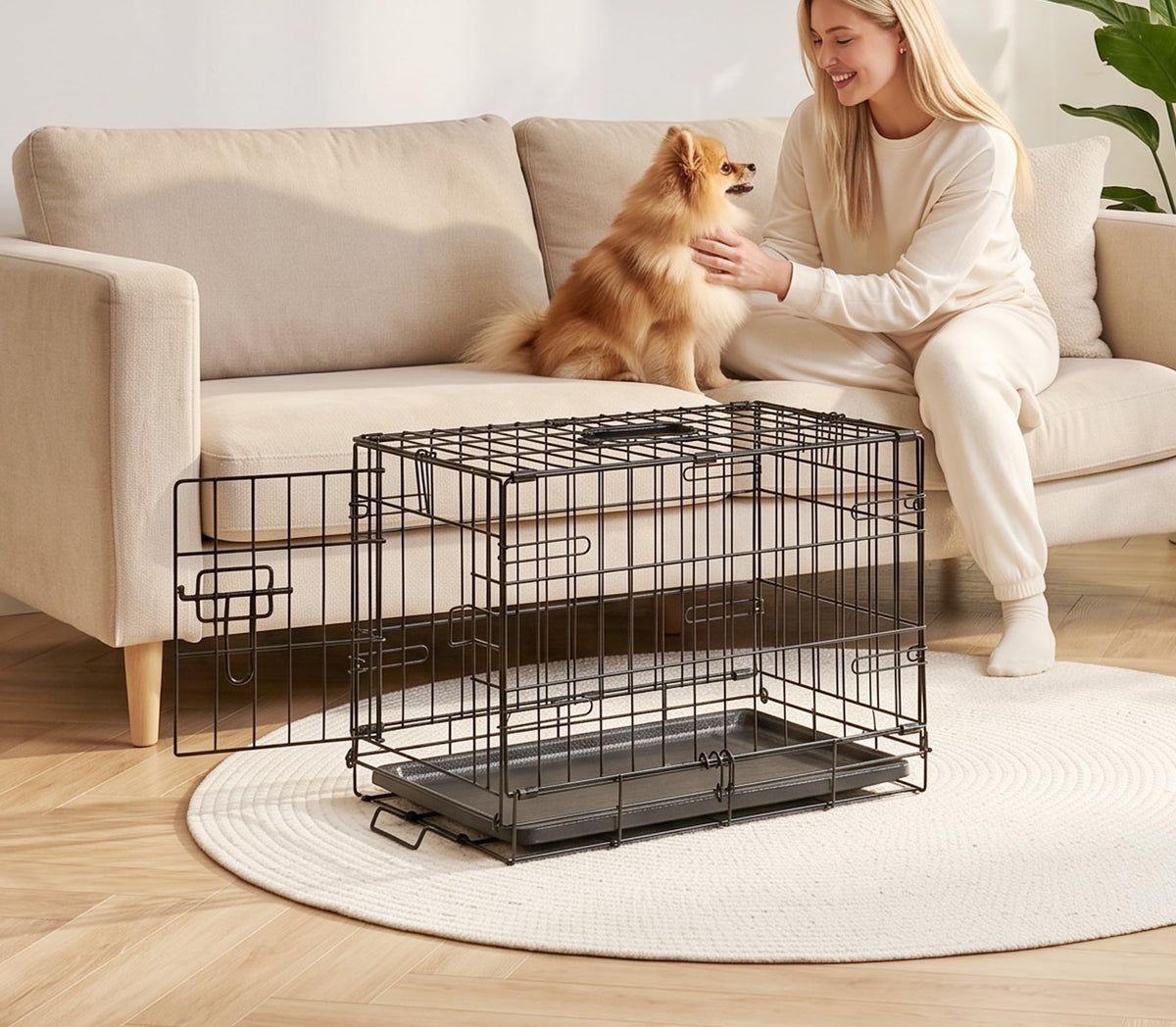 Portable Single Door Dog Crate with Removable Tray O484