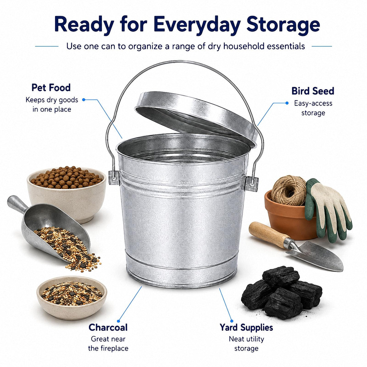 6 Gallon Galvanized Steel Storage Can with Locking Lid T597716
