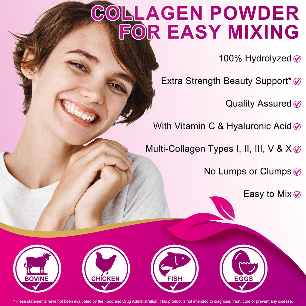 Multi Collagen Peptides Powder Types I II III V X Grass Fed Hydrolyzed L5543