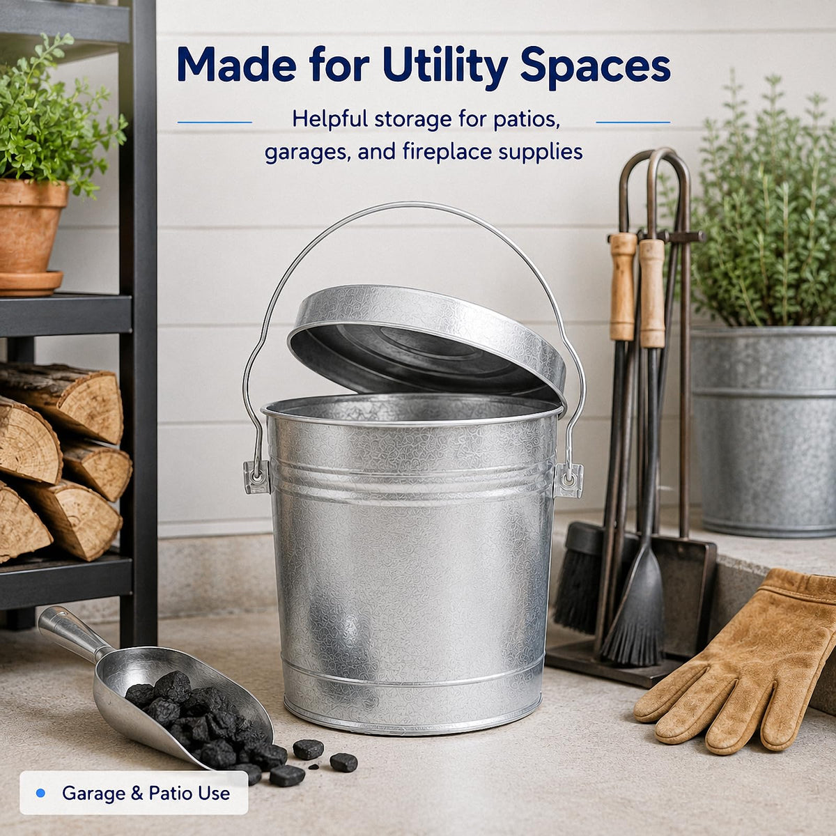 6 Gallon Galvanized Steel Storage Can with Locking Lid T597716