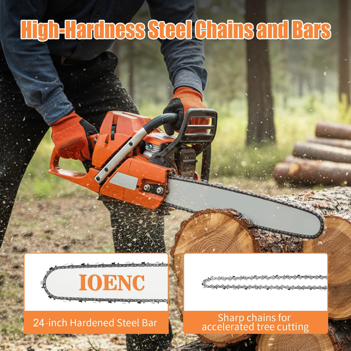 24" 72CC Gas Powered Chainsaw M520