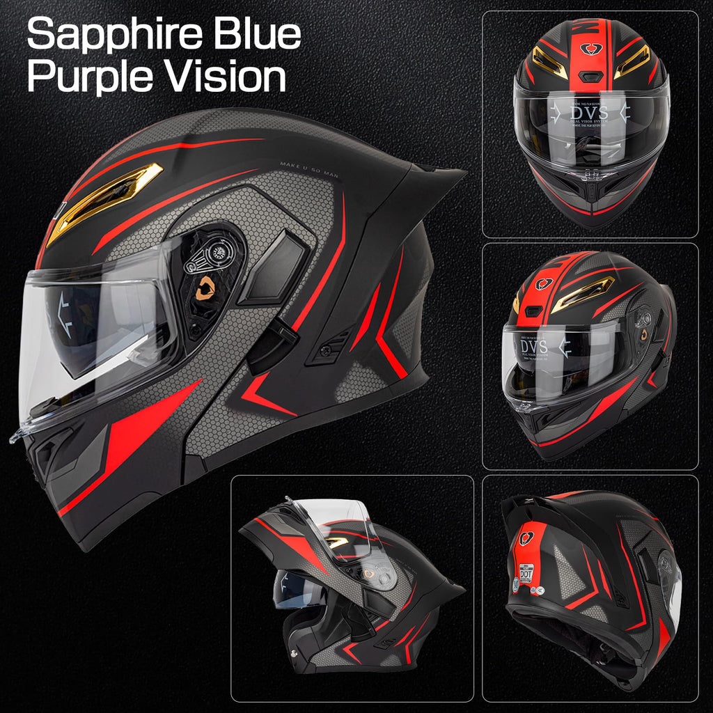 DOT Certified Flip Up Full Face Modular Motorcycle Helmet K39660