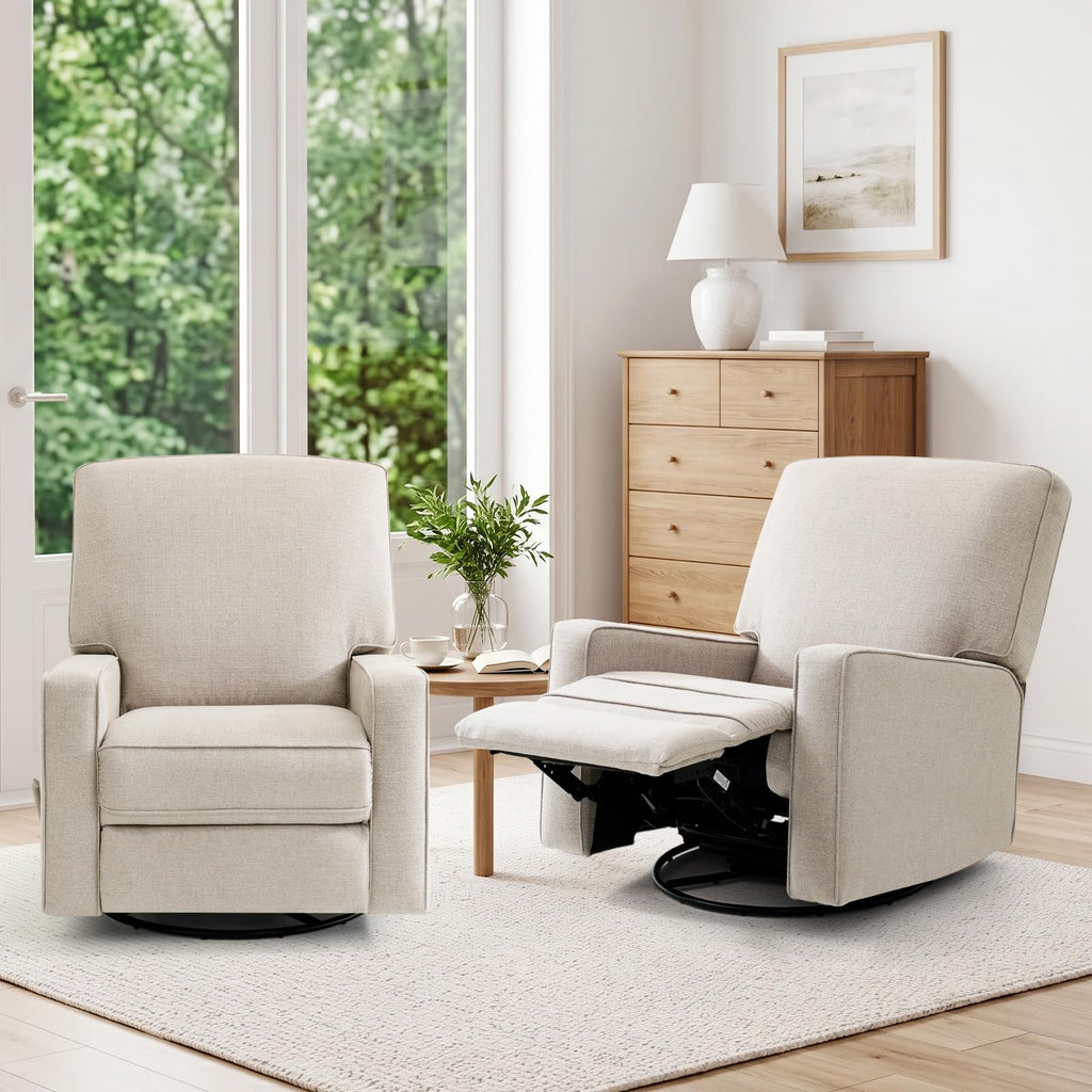 Beige Swivel Rocker Recliner Chair I64682