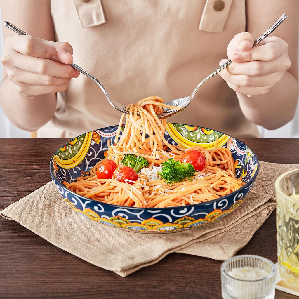 Pasta Bowls Set of 4, 42oz Ceramic Serving Bowls I1248