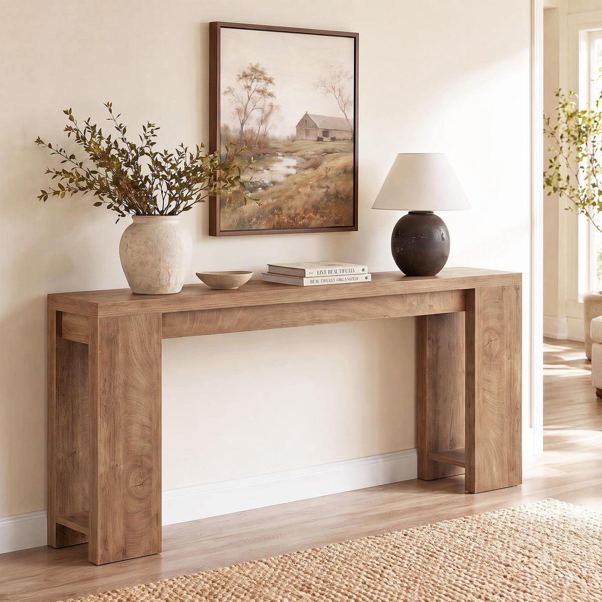 70.9-Inch Light Brown Console Table C4881